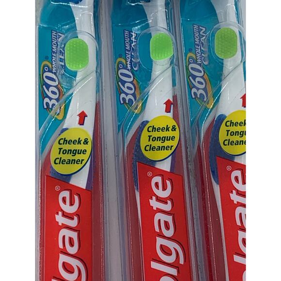 Colgate 360 Toothbrushes Soft Three Blue Purple Clean Cheek Tough Cleaner Whole - Picture 3 of 9